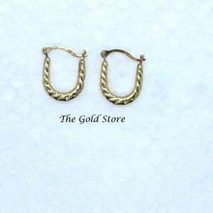 Solid 14k small oval hoop earrings